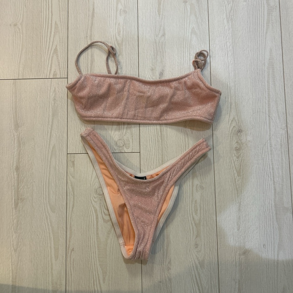 triangl pink sparkly bikini